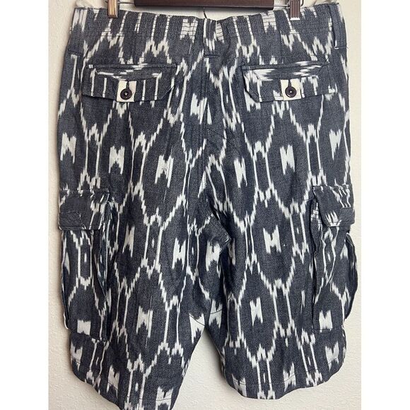 NEW True Grit Men's Size 34 Gray White Ikat Cargo Cotton Casual Shorts NWT $155 - Picture 7 of 15